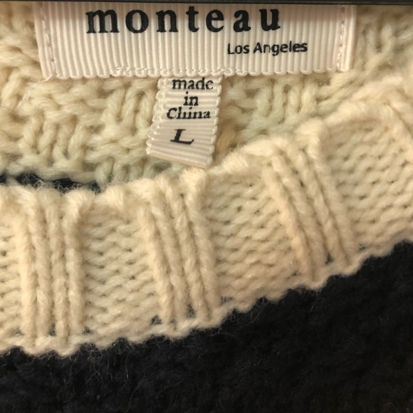 Striped knitted sweater with faux under shirt - Picture 3 of 3